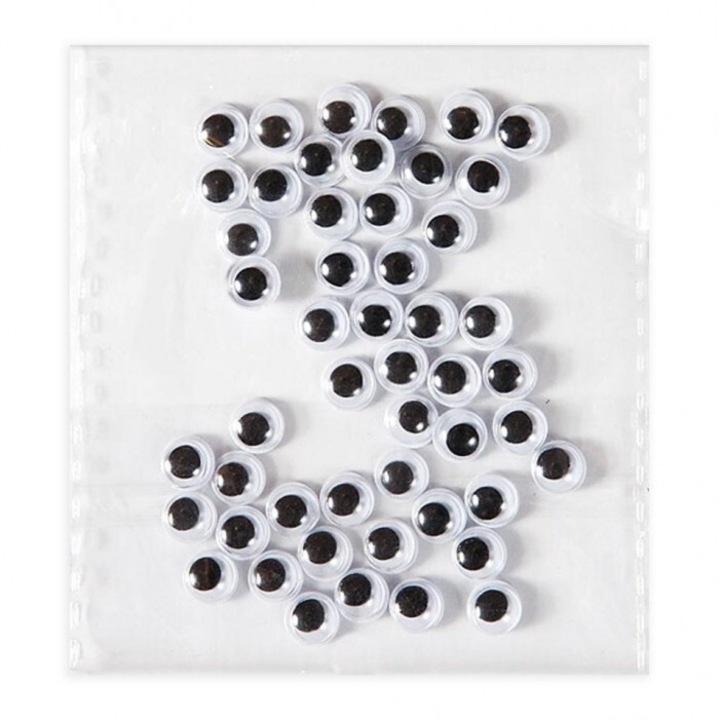 Комплект самозалепващи се подвижни очи 6 мм, 50 бр., Dalprint