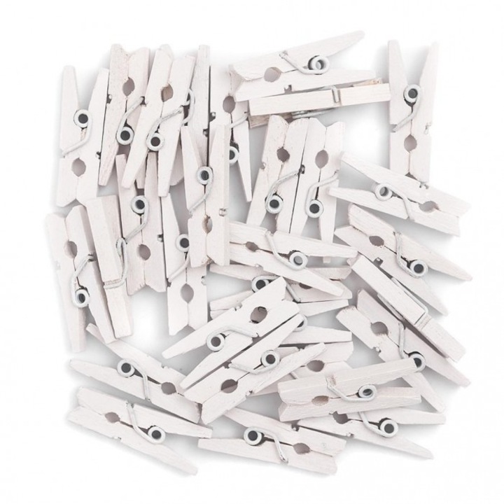 Set 30 mini cleme decorative, Alb