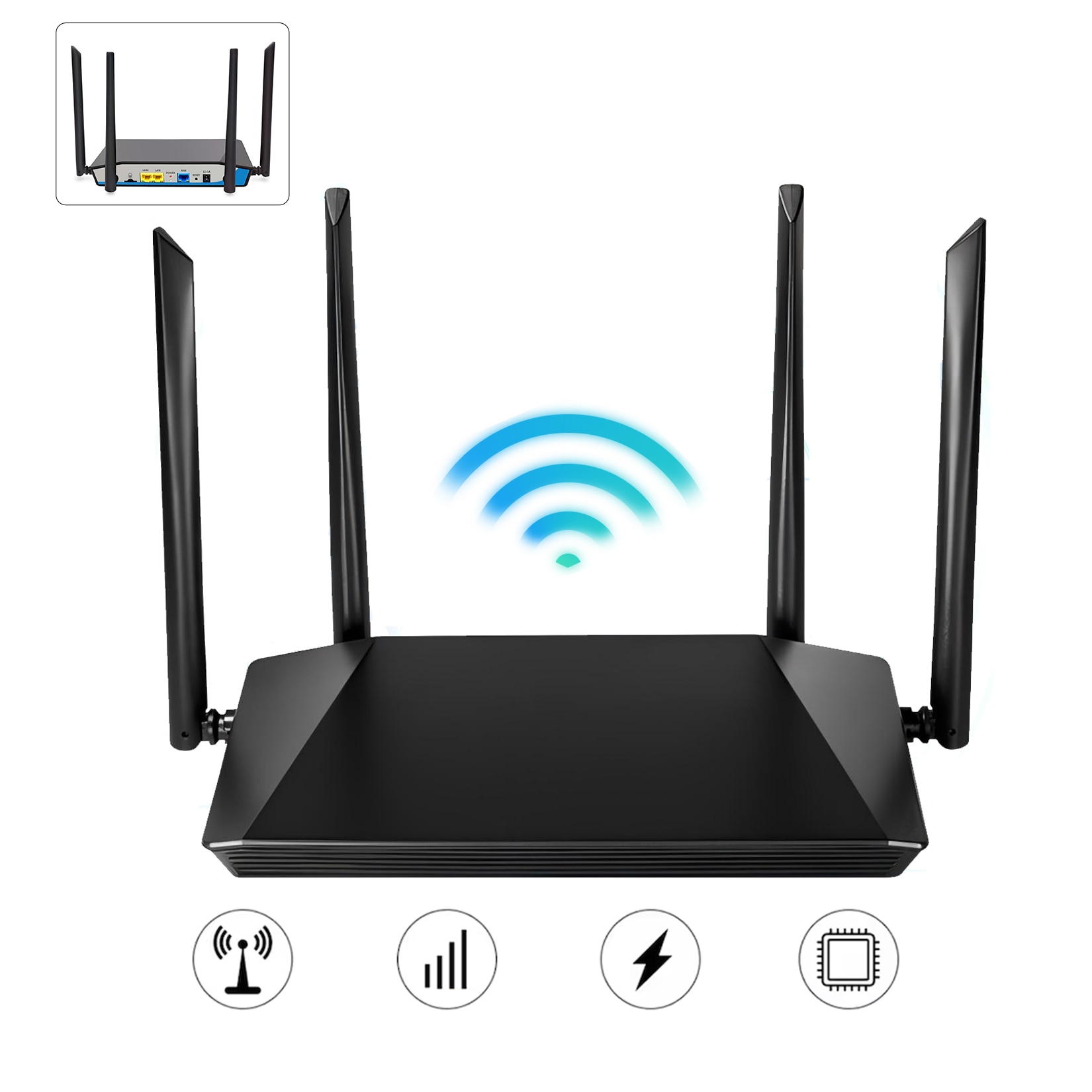 Router wireless, 300Mbps, 2 antene 3dBi, cablu RJ45, adaptor de ...