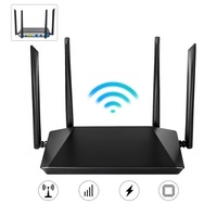 Router wireless, 300Mbps, 2 antene 3dBi, cablu RJ45, adaptor de alimentare Dual-Band Ultra-Low Latency Beamforming, Negru