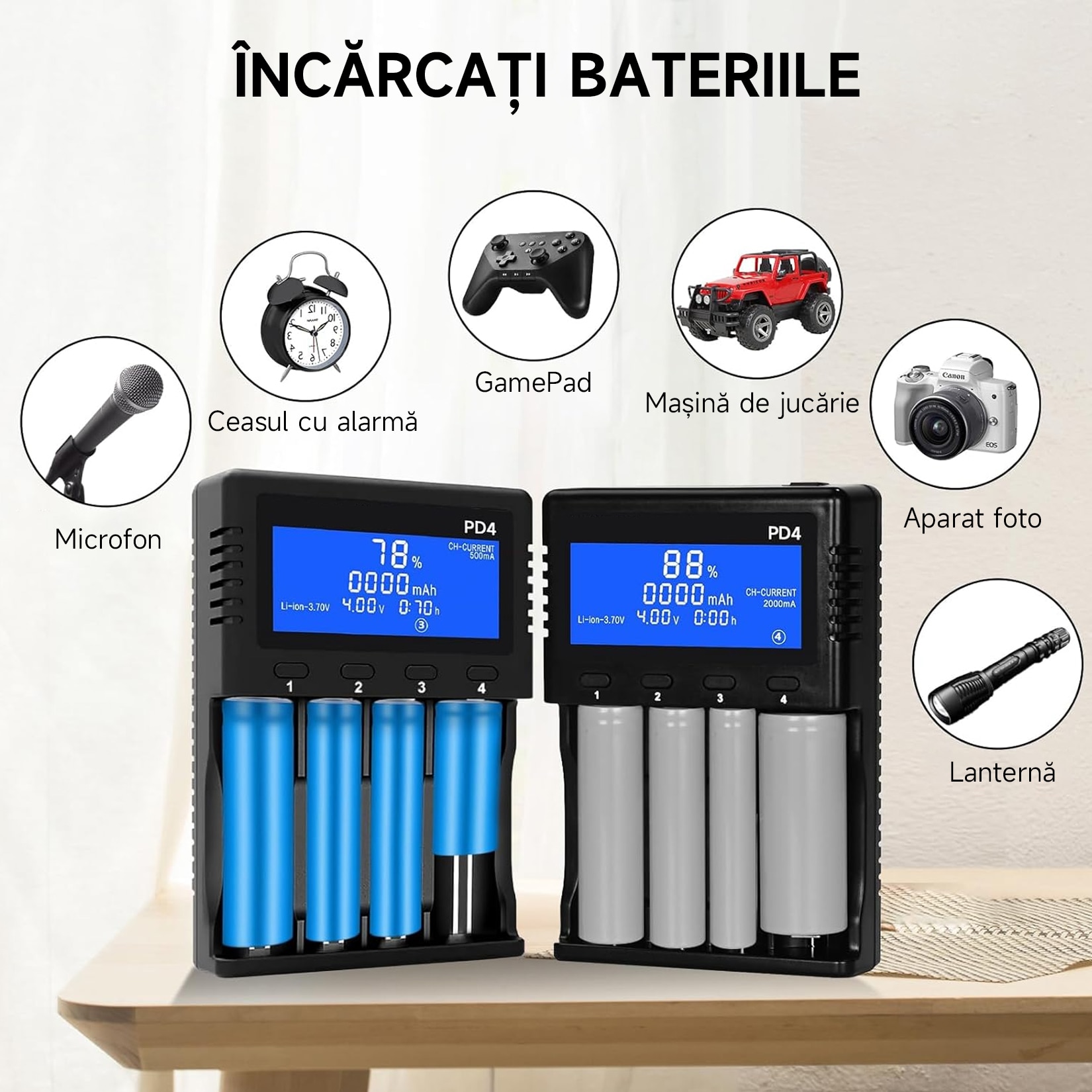 その他 Dilu, Anguillous Charger CSR Incarcator inteligent 4 sloturi pentru baterii 18650, LCD