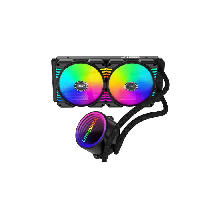 Cooler Procesor 240 Radiator integrat multiplatform ARGB de racire procesor， Fudisenn, compatibil AMD/Intel，Viteza 2600±10% RPM，negru,394x120x27mm