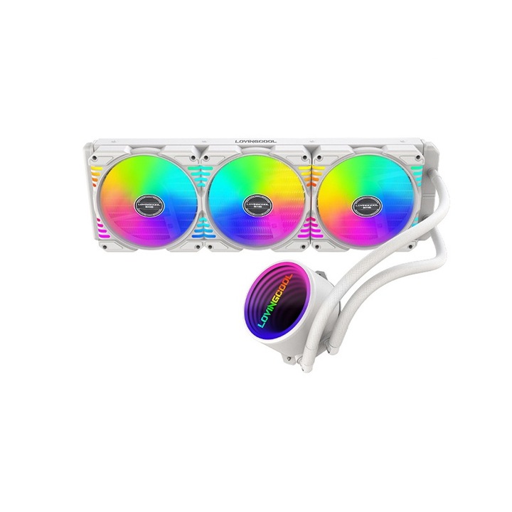 Cooler Procesor 360Radiator integrat multiplatform ARGB de racire procesor，Cooler Liquid Freezer ， Fudisenn®, compatibil AMD/Intel，Viteza 2600±10% RPM， 40000HDurata de viata，alb，394×120×27mm