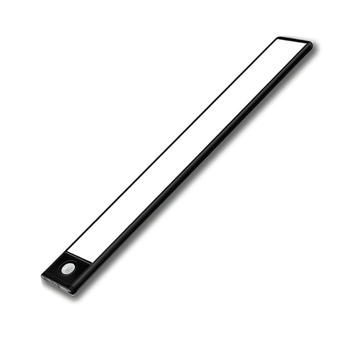 Lampa LED, 3 temperaturi culoare, intensitate reglabila, cu senzor miscare, portabila, USB-C, 1500 mAh, 40cm, Negru