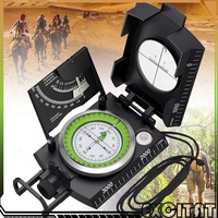 Busola militara din metal, EXCITAT ®, Cu vizor, clinometru si husa portabila, Multifunctionala, Etansa, Precizie Inalta, Fluorescenta, Portabila, Potrivit pentru camping, vanatoare, drumetii si activitati geologice, Negru