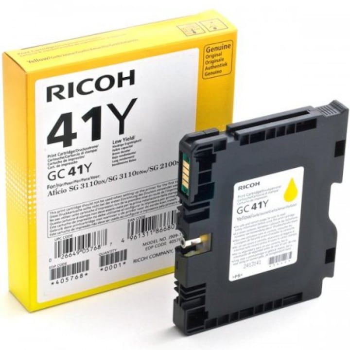 Жълта тонер касета 405764 Gc-41Y 2.2K Оригинална Ricoh Aficio Sg 3100Snw