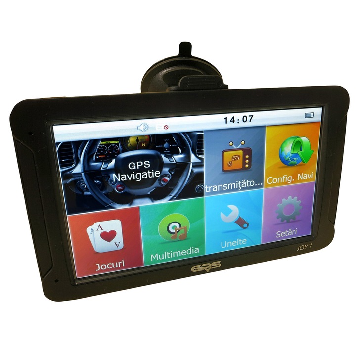 Sistem profesional de navigatie GPS, 7 inch, GPyeS JOY 7, Model 2025, USB-C, Ecran Premium, Parasolar, Casti, 3 incarcatoare, Fixare si pe bord, Harti iGO Primo 2025 3D Full Europa Truck, TIR, Camion, Autoturism, ADR, Pictograme Restrictii, Poligoane