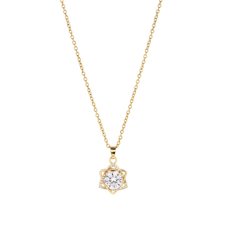 Colier cu pandantiv cu diamante din zirconiu cubic Colier de tenis Colier solitar, 48, 2x0, 96x0, 96cm, auriu