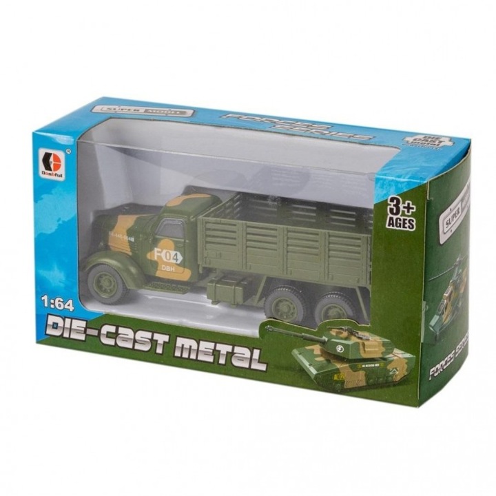 Военна кола 1:64 Anek, комплект с ремарке, пластмаса, 3+ години