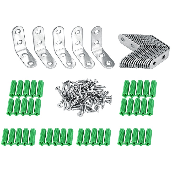 Set 20 Coltare Metalice pentru Mobilier – Coltare de Protectie, Accesorii pentru Cadre de Mobilier si Imbunatatirea Rezistentei, Constructie Durabila, Solutie Ideala pentru Reparatii