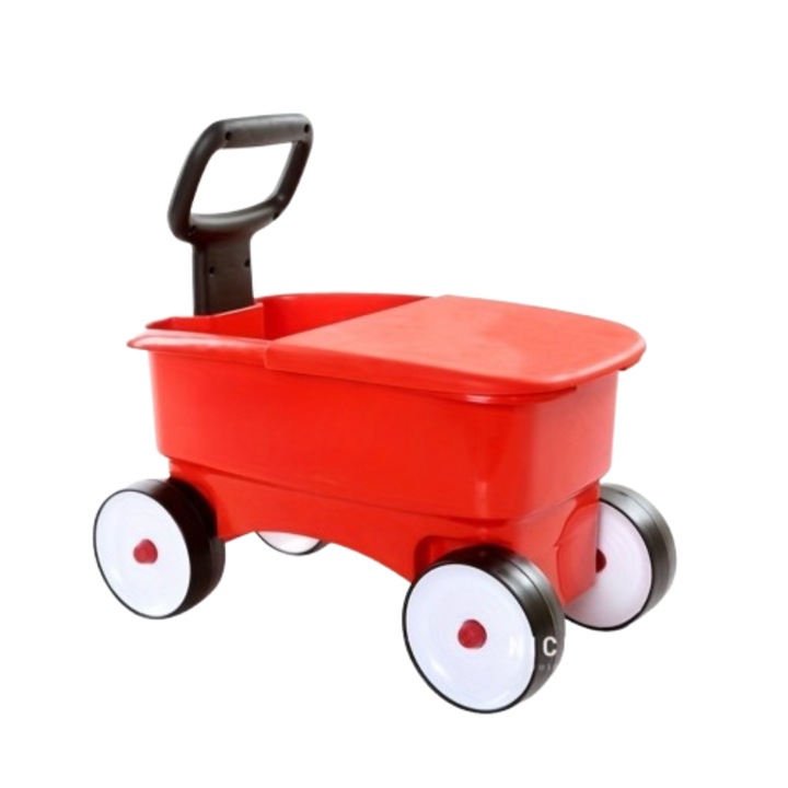 4 az 1-ben babakocsi gyerekeknek, vontatható, tárolóhellyel, összecsukható fogantyú, 2 kényelmes ülés, pohártartók, ideális sétához és játékhoz – piros, demine