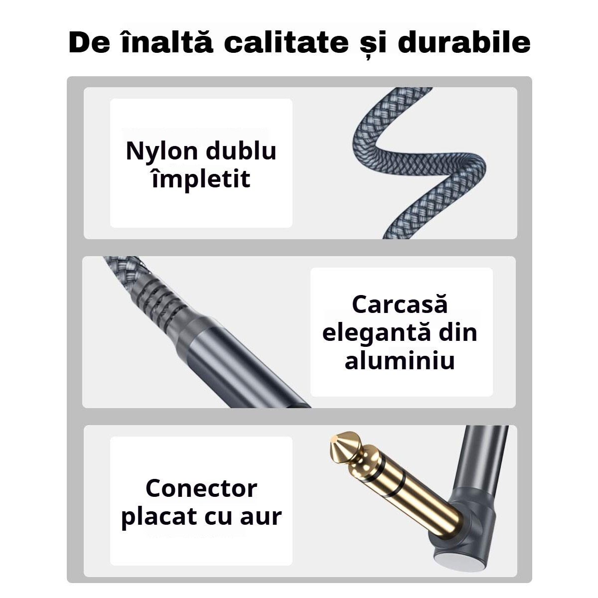 Cablu instrument pentru chitara, ZXJDN®, 6, 35 mm, 2, 5 m, gri