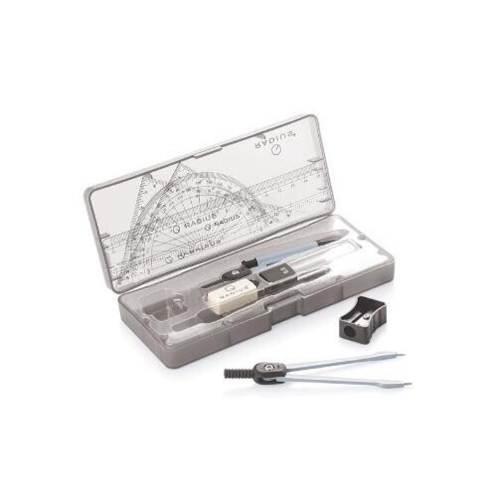 Set geometric I-tech, Radius, 10 elemente, plastic, cutie