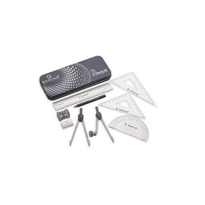 Set geometric Primus 9 elemente, Radius, metalic, 203x81mm