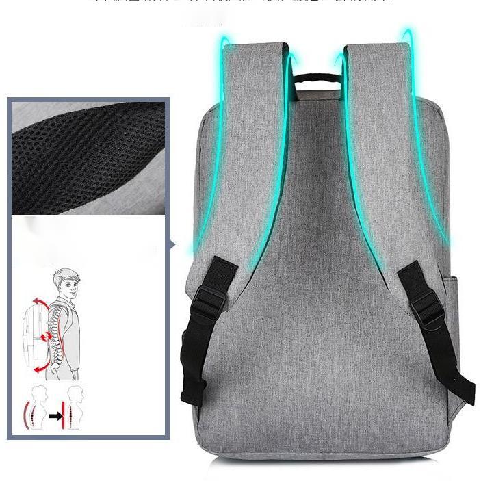Rucsac laptop, 15 inch, gri inchis, impermeabil, cu port USB, 41x28x12cm