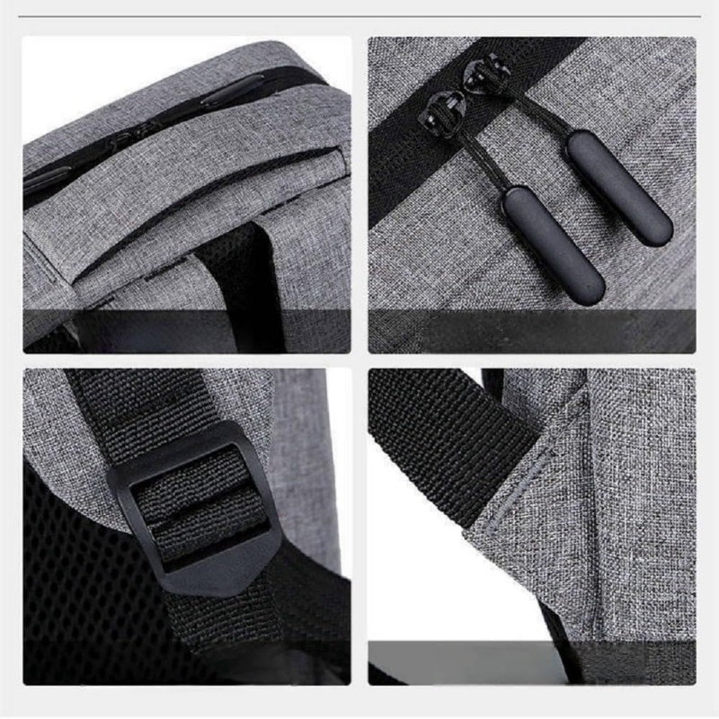 Rucsac laptop, 15 inch, gri inchis, impermeabil, cu port USB, 41x28x12cm