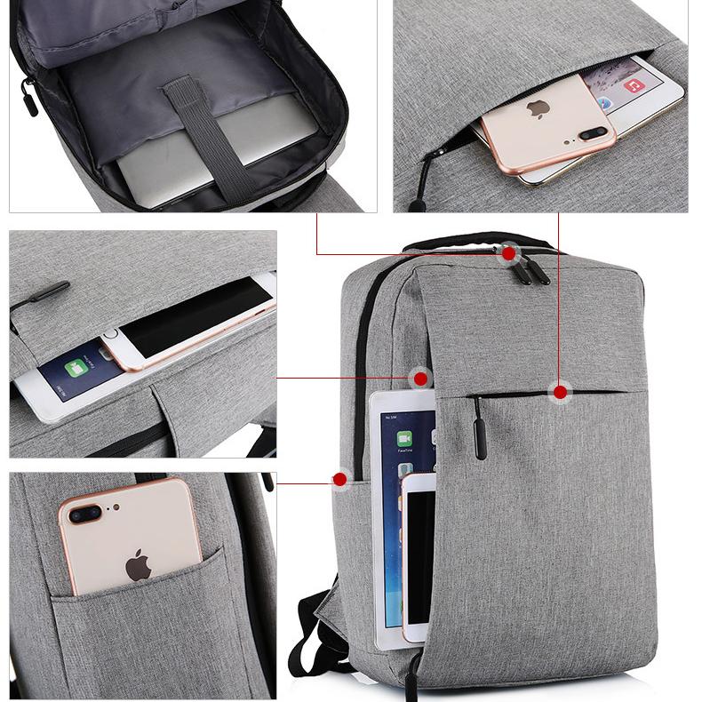 Rucsac laptop, 15 inch, gri inchis, impermeabil, cu port USB, 41x28x12cm
