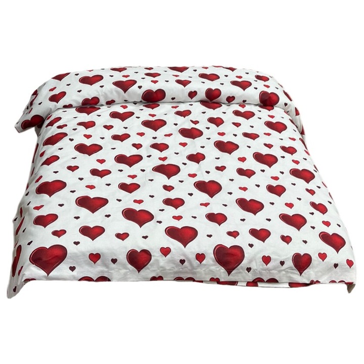 Плик за завивка, бяло, червено, от колекция "Valentine's Day by Liz Line", 230/210см, памук - HP230276