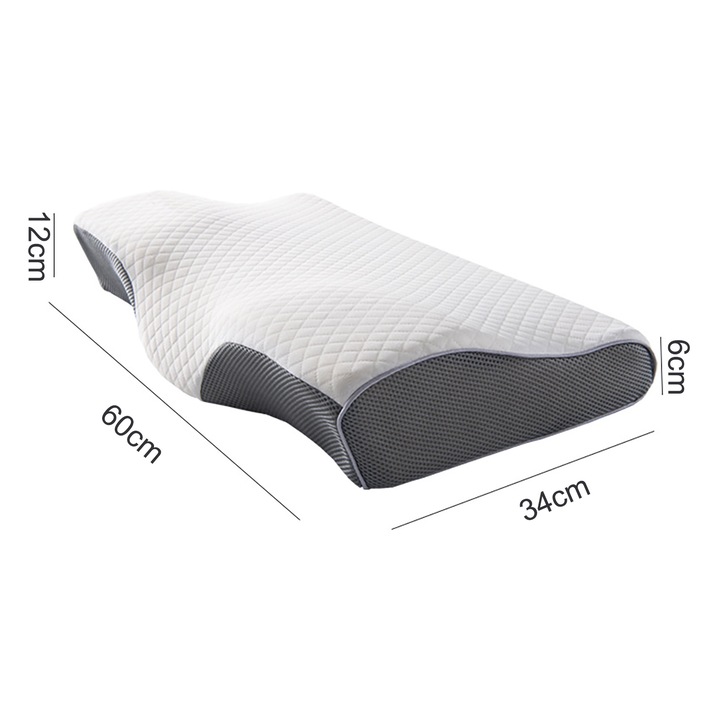 Ortopéd alvópárna, Morovan, Pillangó alakú, Optimális támasztás, Ortopéd alvópárna, Ergonomikus memóriahab a nyak és a nyaki támaszhoz, Mosható huzat, Ideális oldalt, háton vagy hason alváshoz, Orvosi ellátás 60x34 cm