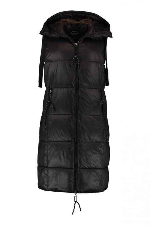 Hailys, Vesta cu gluga si buzunare cu fermoar, Negru, XS