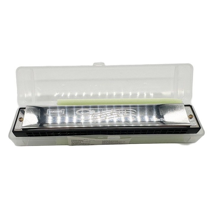 Muzicuta metalica, 17 x 3 cm, cu carcasa de protectie, + 3 ani, Vision XXI