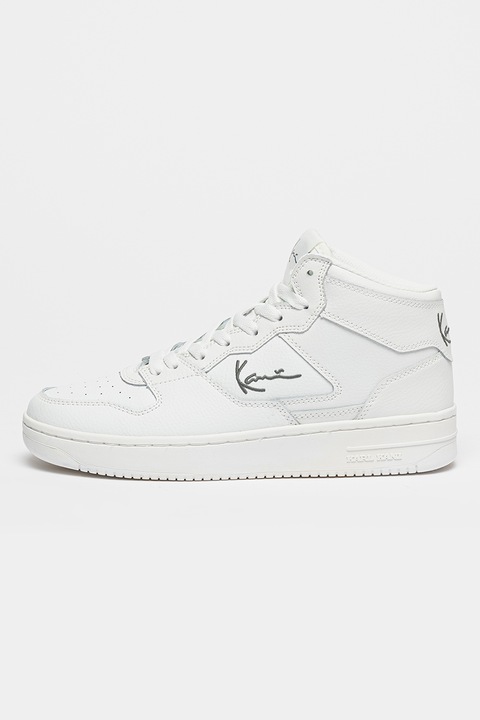 Karl Kani, Pantofi sport inalti cu garnituri din piele, Alb/Gri
