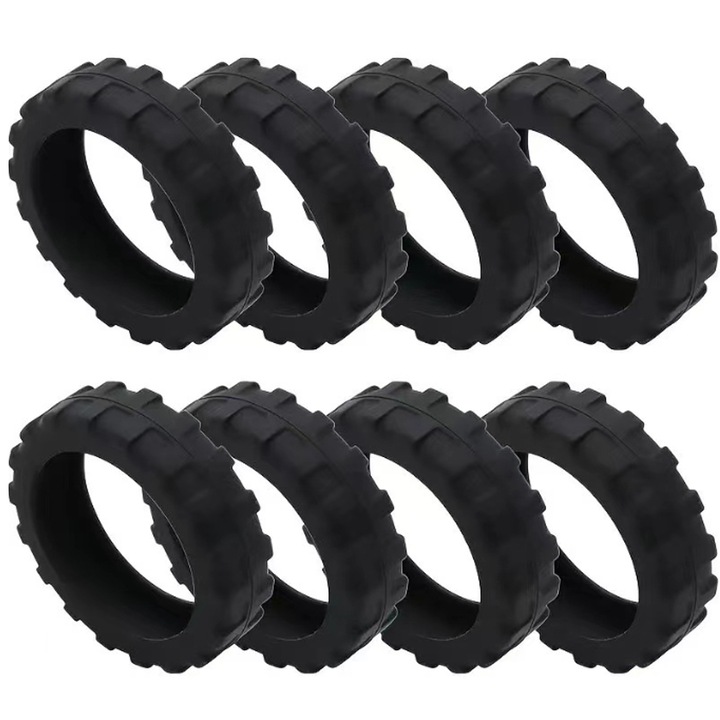 Комплект от 8 капака за колела на колички, Axroad Mall, капак за количка, 5,5-6,8 см, устойчив на надраскване, абсорбция на удари, против прах, за повечето куфари с 8 колела с колелца или колелца за офис столове, силикон, 5,5x5,5x1,5 см, черен