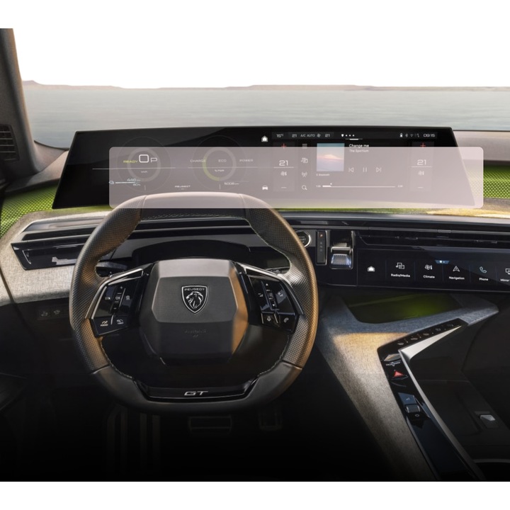 Folie Protectie Navigatie Peugeot E-5008 2024+, Duragon, protectie Display Navigatie, silicon Mat, Anti-zgarieturi, Anti-amprenta, Anti-reflex, Regenerabila, Flexibila, Anti-Shock, kit instalare
