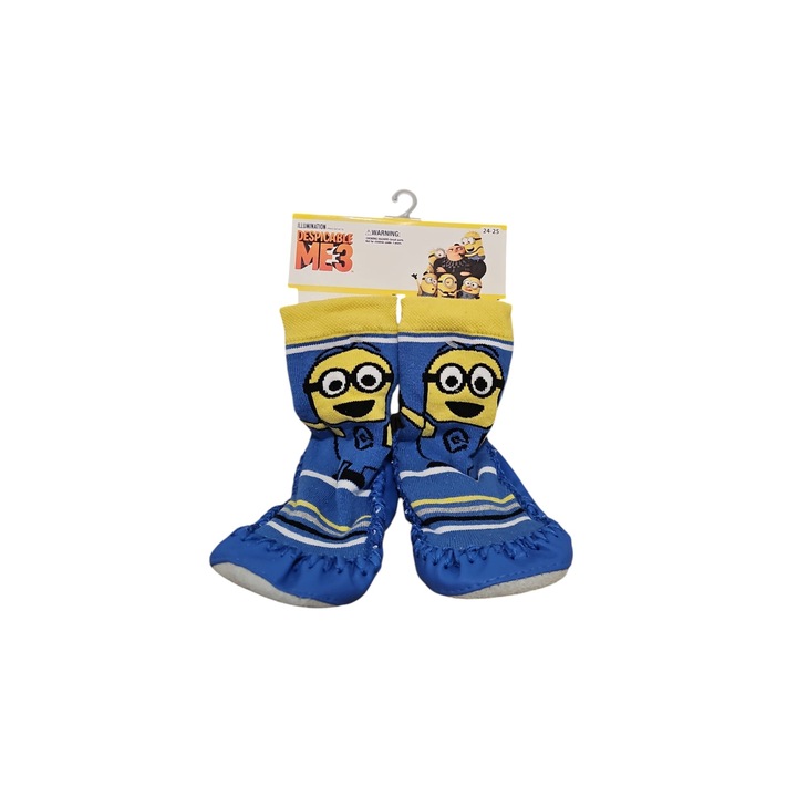 Sosete cu talpa antiderapanta pentru copii, Albastru, Minions, 24-25