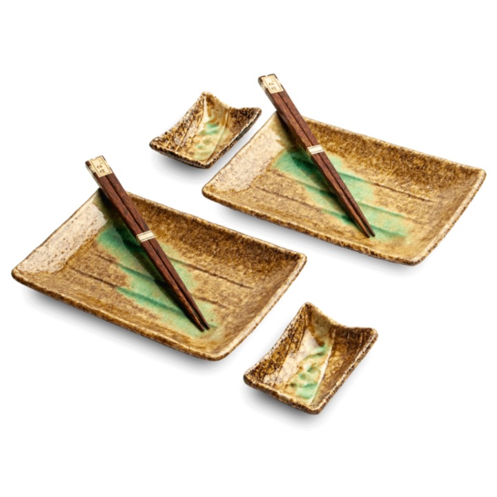 Set servire sushi, EDO JAPAN, 6 elemente, ceramica, 22x14cm, 9x6.5cm