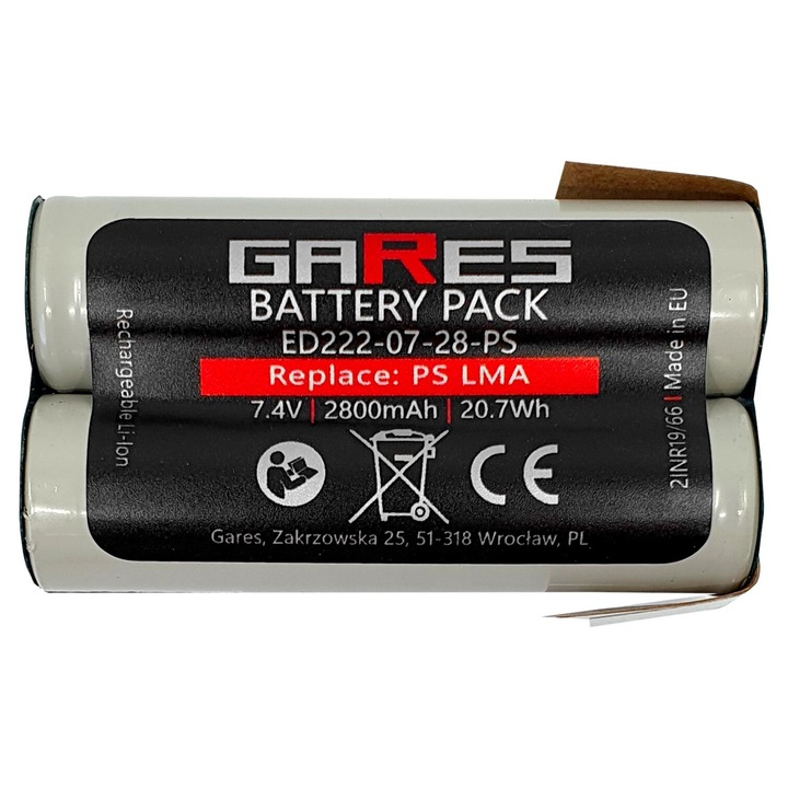 Baterie Gares, 7.4V 2.8Ah Li-Ion, compatibil cu Philips Lumea