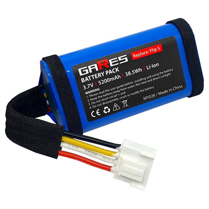 Baterie Gares, 3.7V 5.2Ah Li-Ion, compatibil cu Flip 5