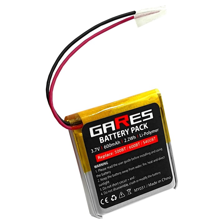 Baterie Gares, 3.7V 0.6Ah Li-Po, compatibil cu JBL TUNE 500BT 600BT SYNCHROS S400BT
