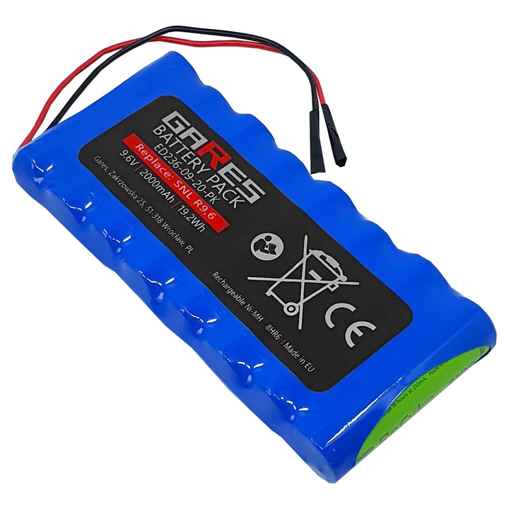 Baterie Gares, 9.6V 2Ah Ni-MH, compatibil cu tester Sonel