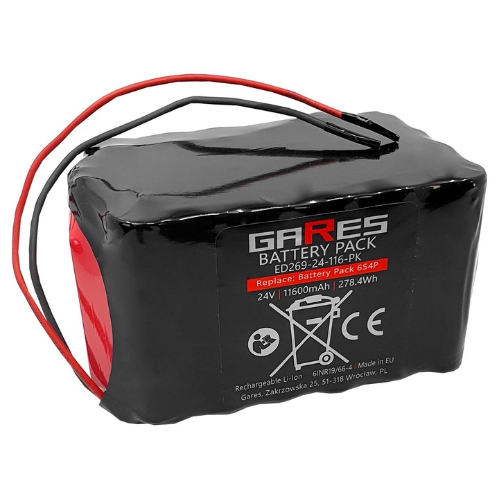 Baterie Gares, 24V 11.6Ah Li-Ion, 6S4P