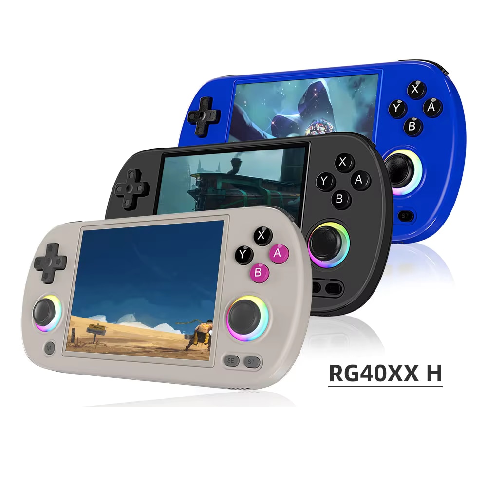 Consola retro portabila ANBERNIC RG40XX H cu jocuri, quad core Cortex-A53 1.5GHz, 1GB LPDDR4, IPS LCD 4" 640x480, 3200 mAh, WiFi 5, Bluetooth 4.2, negru