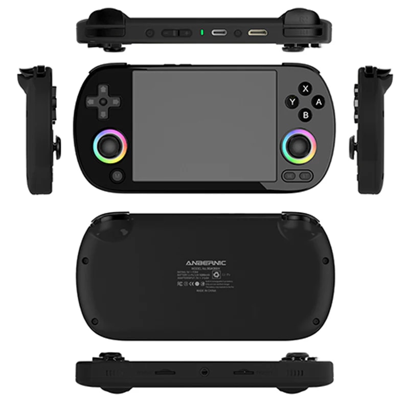 Consola retro portabila ANBERNIC RG40XX H cu jocuri, quad core Cortex-A53 1.5GHz, 1GB LPDDR4, IPS LCD 4" 640x480, 3200 mAh, WiFi 5, Bluetooth 4.2, negru
