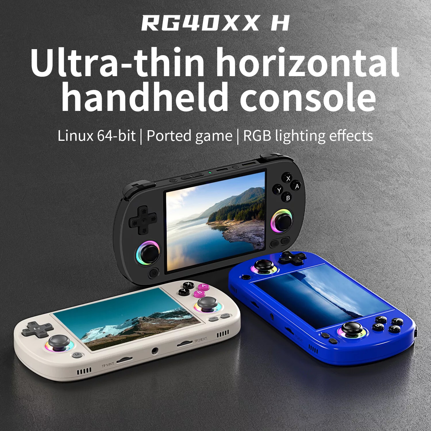Consola retro portabila ANBERNIC RG40XX H cu jocuri, quad core Cortex-A53 1.5GHz, 1GB LPDDR4, IPS LCD 4" 640x480, 3200 mAh, WiFi 5, Bluetooth 4.2, negru