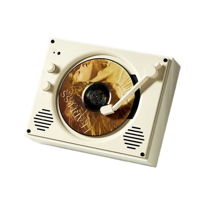 CD lejátszó, 2000mah akkumulátor, Bluetooth/U lemez lejátszás, USB port, állvány funkció, infravörös távirányító, hurkos lejátszás, fehér