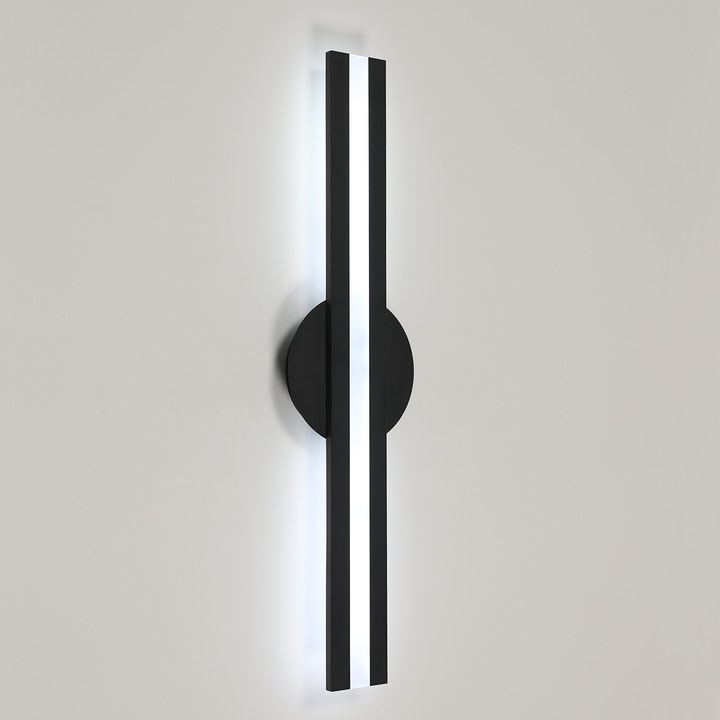 Goeco, Modern LED fali lámpa, 18W 1800lm, akril, fekete, fehér fény 6500K, téglalap alakú, gyerekszobába, hálószobába, konyhába, nappaliba