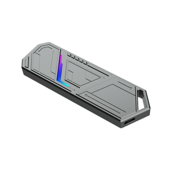 Hard disk mobil M.2 dual-protocol, Fudisenn®, transmisie 10GBPS, interfata USB3.1/TYPE-C 3.1, aliaj de aluminiu, convertit in typec, conexiune externa universala, compatibil cu mai multe sisteme, gri