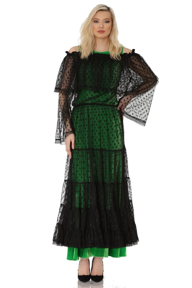 Rochie neagra de tull cu catifea Liza Panait T-30aE