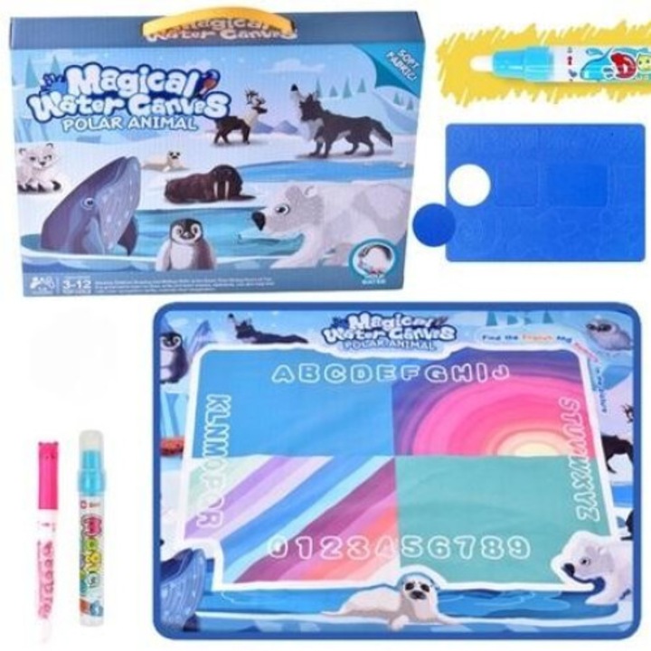 Мултифункционална дъска, полярни животни, 32х44см, комплект с маркери и шаблон, Максик