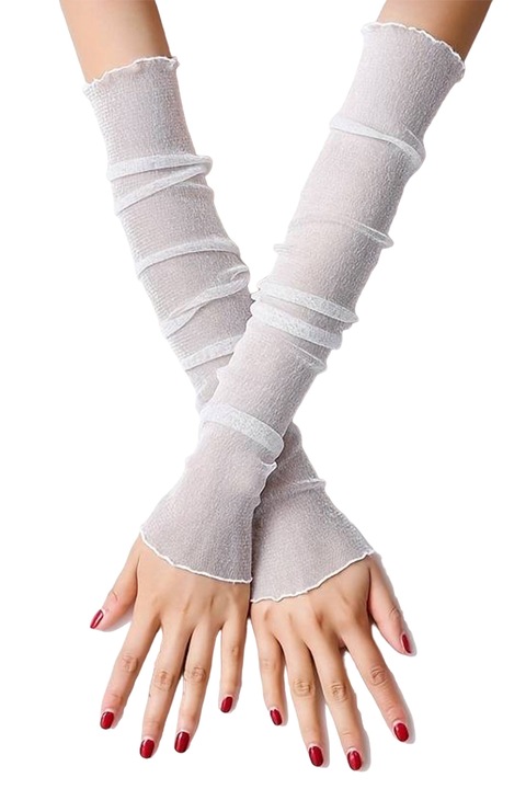 Acoperitori pentru maini tip manusi, model semitransparent si delicat, fara degete si fara prindere, tematica cute and soft, marime universala, albe, EFAYN