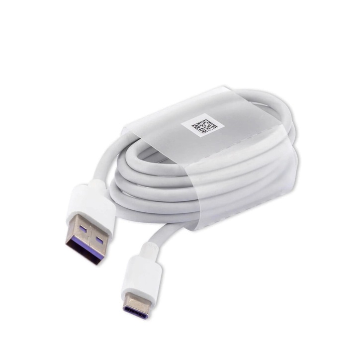 Cablu de date si incarcare pentru Huawei, USB la USB C, 40W, 1m, Alb, Bulk Pack, Blister