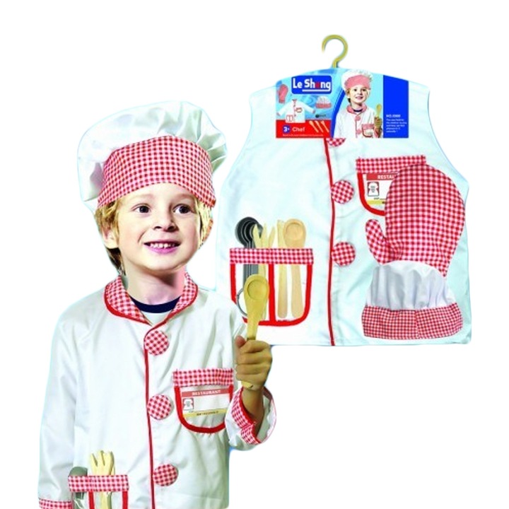 Szakács jelmez, kiegészítőkkel gyerekeknek