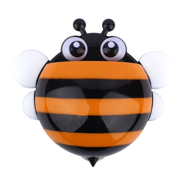 Suport pentru periute de dinti cu ventuza, Peysaitr, design cartoon, multicolor, material sintetic