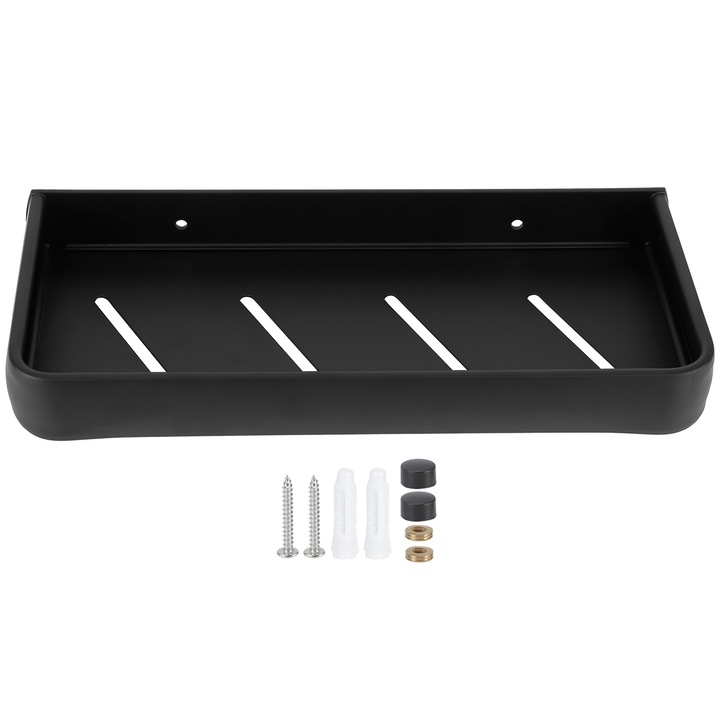 Suport de baie Peysaitr din aluminiu spatial, 30x12.5x3.5cm, design modern, simplu, pentru organizare makeup, bucatarie, dormitor, baie