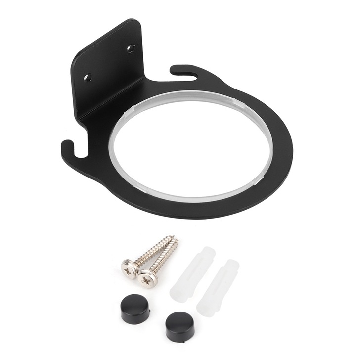 Suport pentru uscator de par, Peysaitr, aluminiu spatial, negru, 8cm, 10kg
