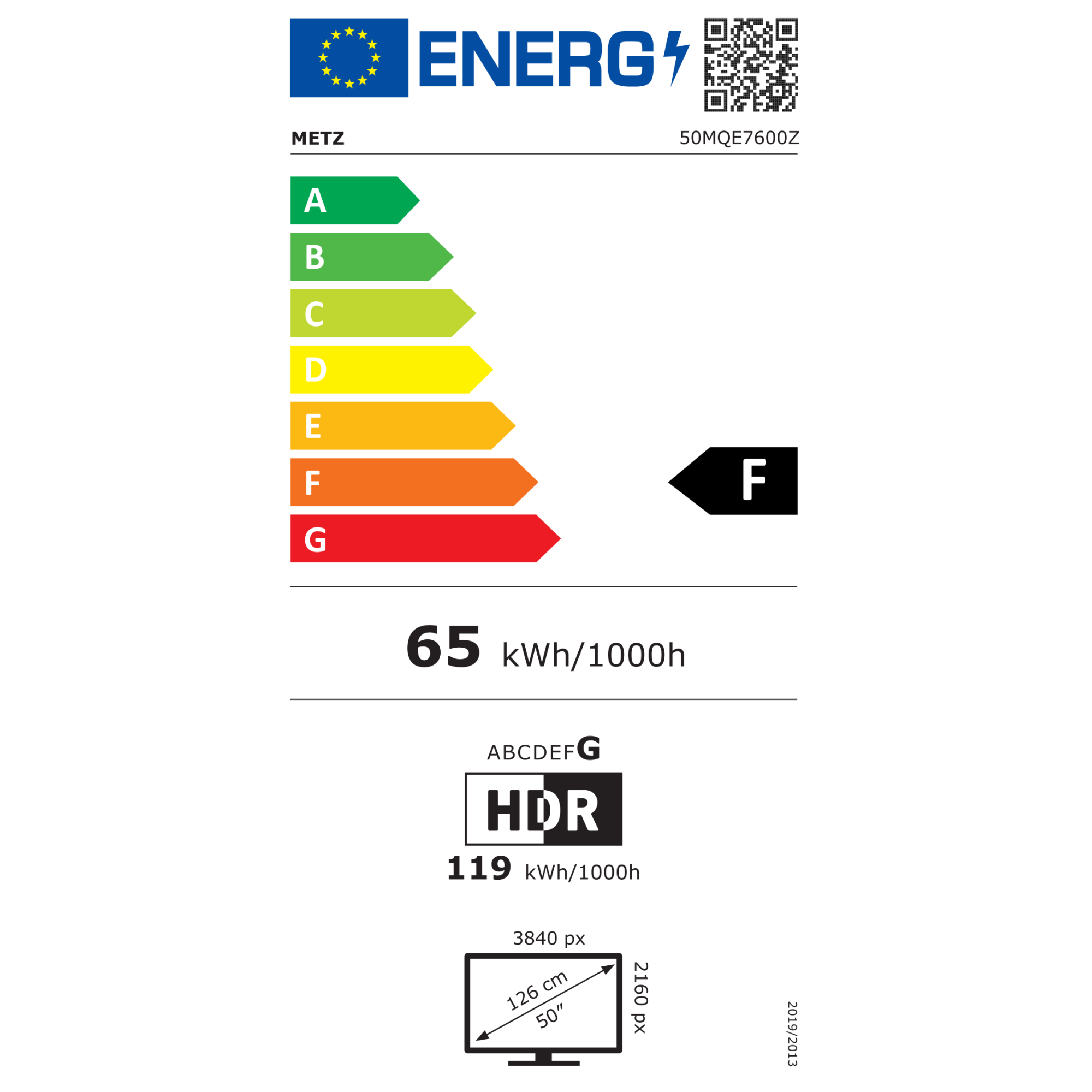 Televizor METZ QLED 50MQE7600, 126 cm, Smart Google TV, 4K Ultra HD, Clasa F